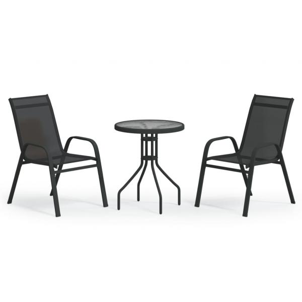 3-tlg. Garten-Bistro-Set Schwarz