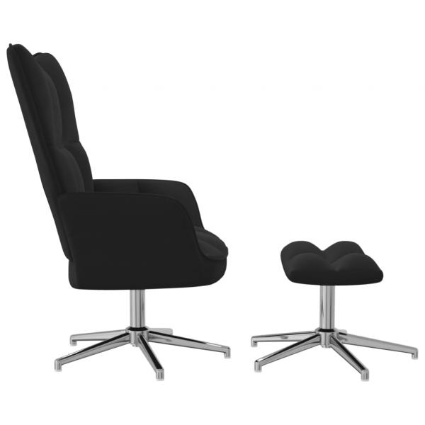 Relaxsessel mit Hocker Schwarz Samt