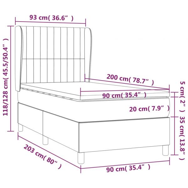 Boxspringbett mit Matratze Dunkelgrün 90x200 cm Samt