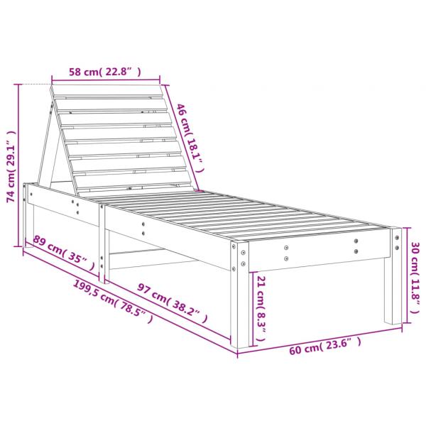 Sonnenliegen 2 Stk. mit Tisch Massivholz Douglasie