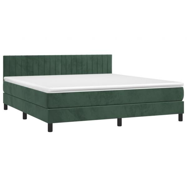 Boxspringbett mit Matratze & LED Dunkelgrün 180x200 cm Samt