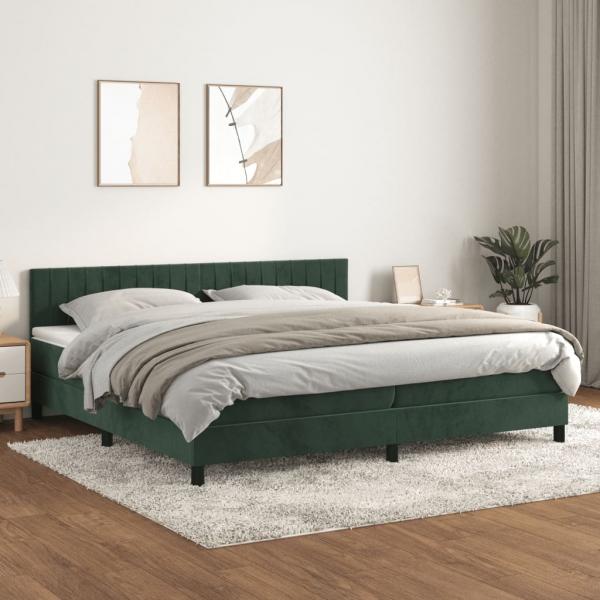 ARDEBO.de - Boxspringbett mit Matratze Dunkelgrün 200x200 cm Samt