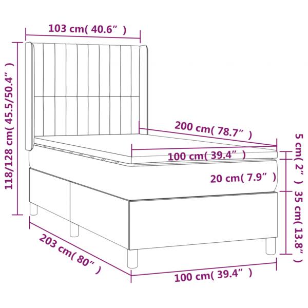 Boxspringbett mit Matratze & LED Blau 100x200 cm Stoff