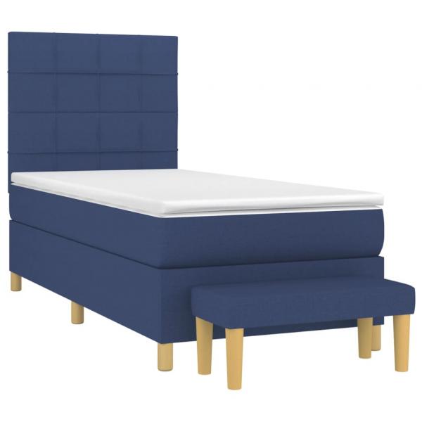 Boxspringbett mit Matratze Blau 100x200 cm Stoff