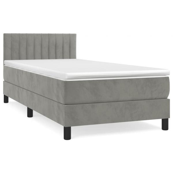 Boxspringbett mit Matratze Hellgrau 90x190 cm Samt