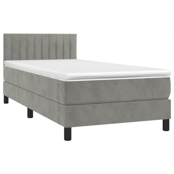 Boxspringbett mit Matratze Hellgrau 90x190 cm Samt