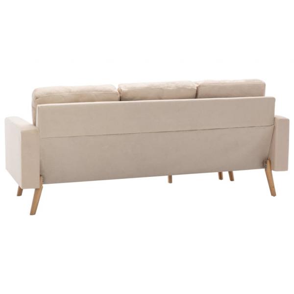 3-Sitzer-Sofa mit Hocker Creme Stoff