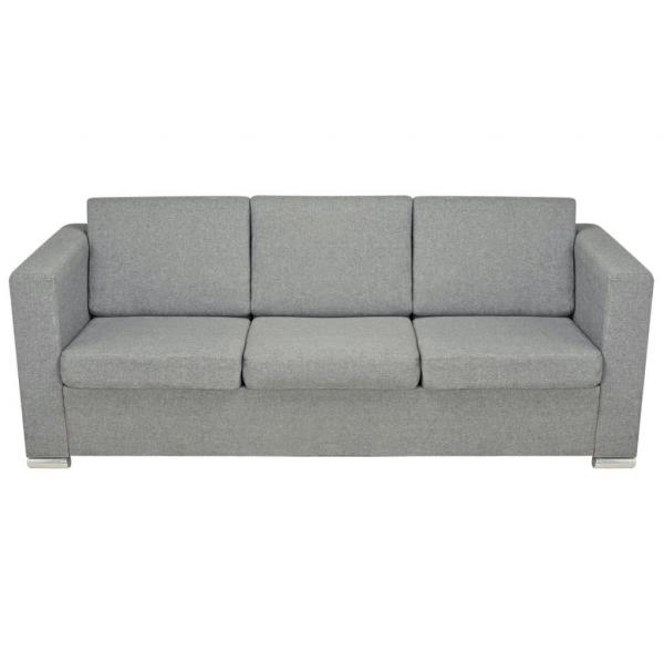 3-Sitzer-Sofa Stoff Hellgrau