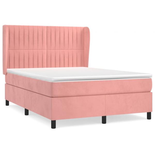 Boxspringbett mit Matratze Rosa 140x200 cm Samt