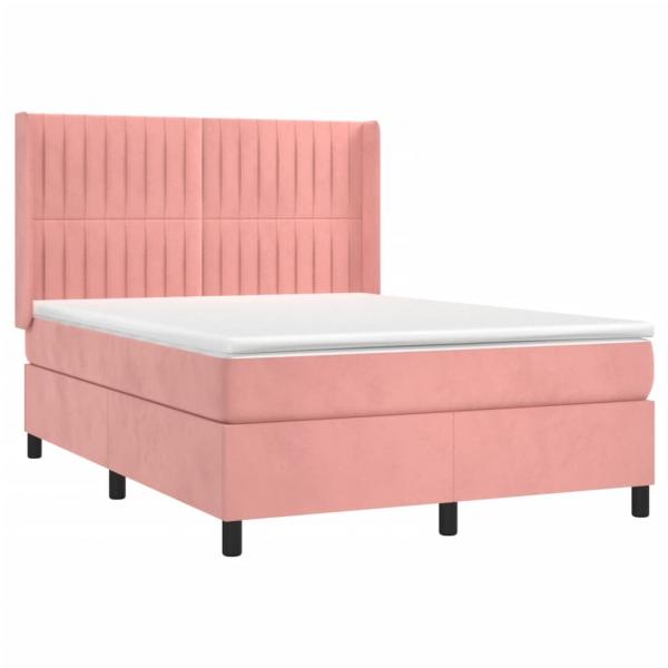 Boxspringbett mit Matratze Rosa 140x200 cm Samt