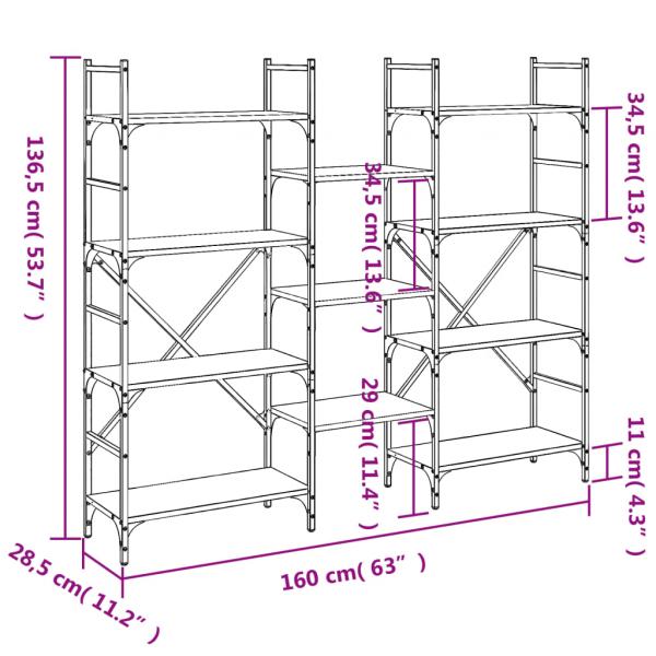 Bücherregal Räuchereiche 160x28,5x136,5 cm Holzwerkstoff