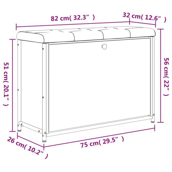 Schuhbank mit Klappe Sonoma-Eiche 82x32x56 cm