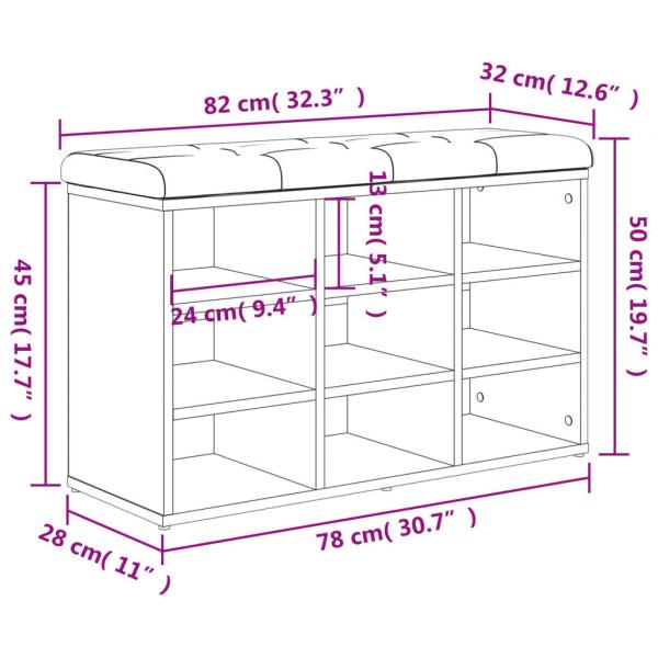 Schuhbank Betongrau 82x32x50 cm Holzwerkstoff