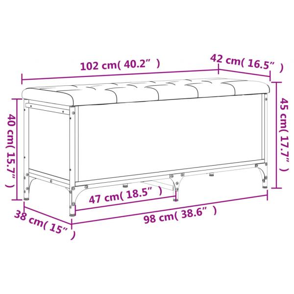 Sitzbank mit Stauraum Grau Sonoma 102x42x45 cm Holzwerkstoff