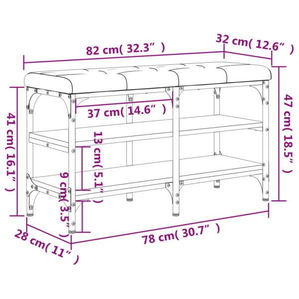 Schuhbank Räuchereiche 82x32x47 cm Holzwerkstoff