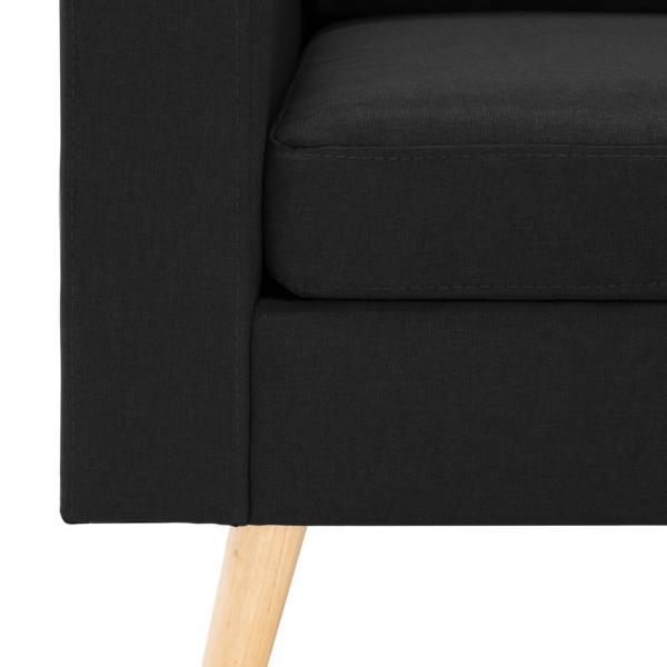 3-Sitzer-Sofa mit Hocker Schwarz Stoff