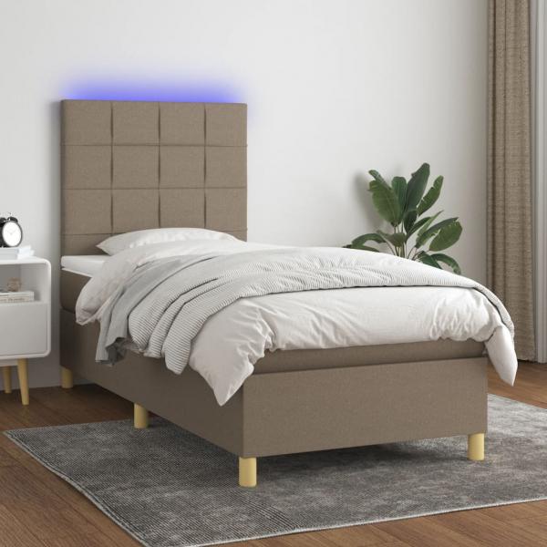 ARDEBO.de - Boxspringbett mit Matratze & LED Taupe 100x200 cm Stoff