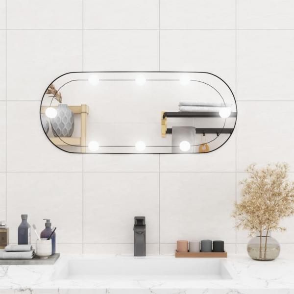 ARDEBO.de - Wandspiegel mit LED-Leuchten 30x70 cm Glas Oval