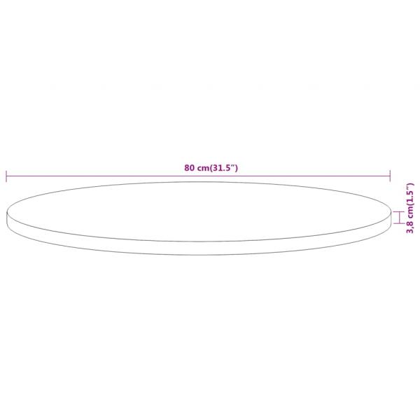 Tischplatte Ø80x3,8 cm Rund Massivholz Akazie