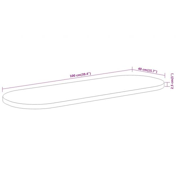 Tischplatte 100x40x2,5 cm Oval Massivholz Akazie