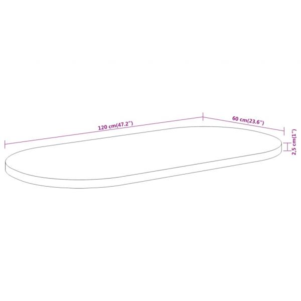 Tischplatte 120x60x2,5 cm Oval Massivholz Akazie