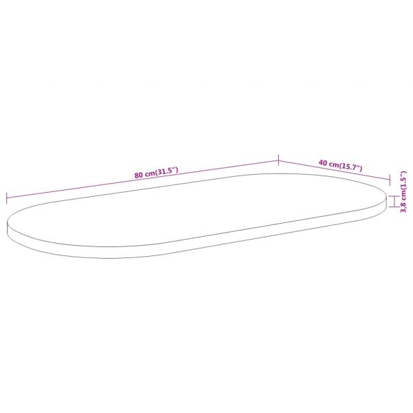 Tischplatte 80x40x3,8 cm Oval Massivholz Akazie