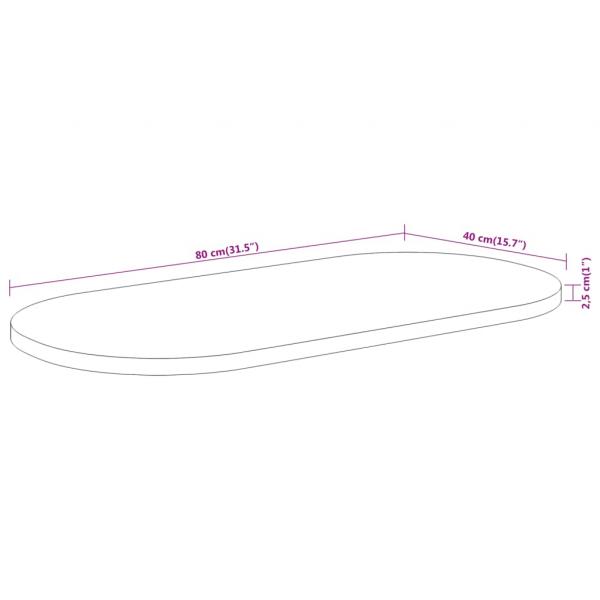 Tischplatte 80x40x2,5 cm Oval Massivholz Akazie