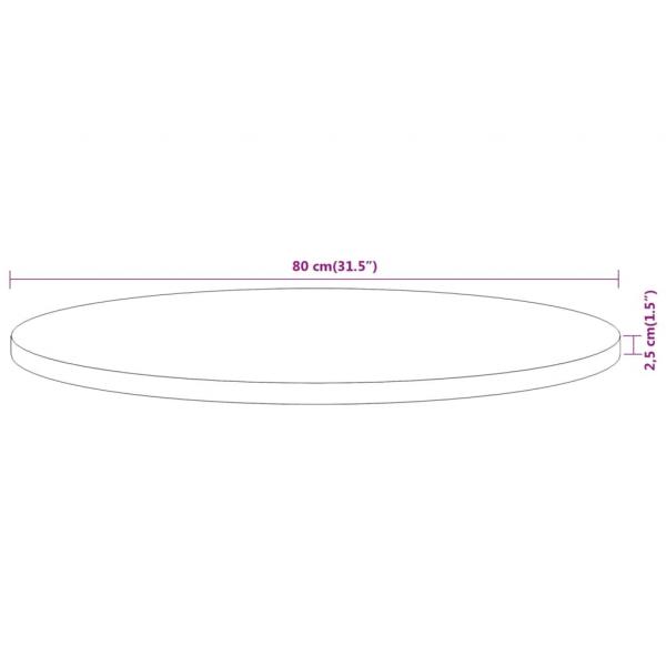 Tischplatte Ø80x2,5 cm Rund Massivholz Akazie