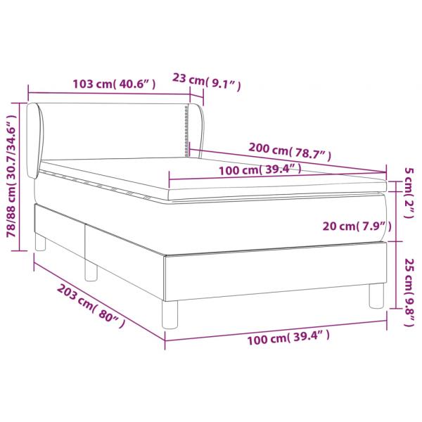 Boxspringbett mit Matratze Schwarz 100x200 cm Samt