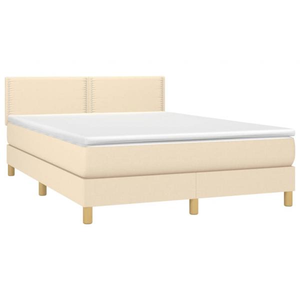 Boxspringbett mit Matratze Creme 140x200 cm Stoff