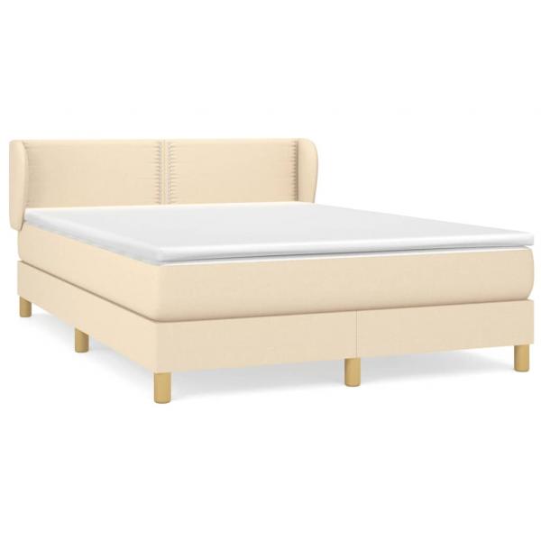 Boxspringbett mit Matratze Creme 140x200 cm Stoff