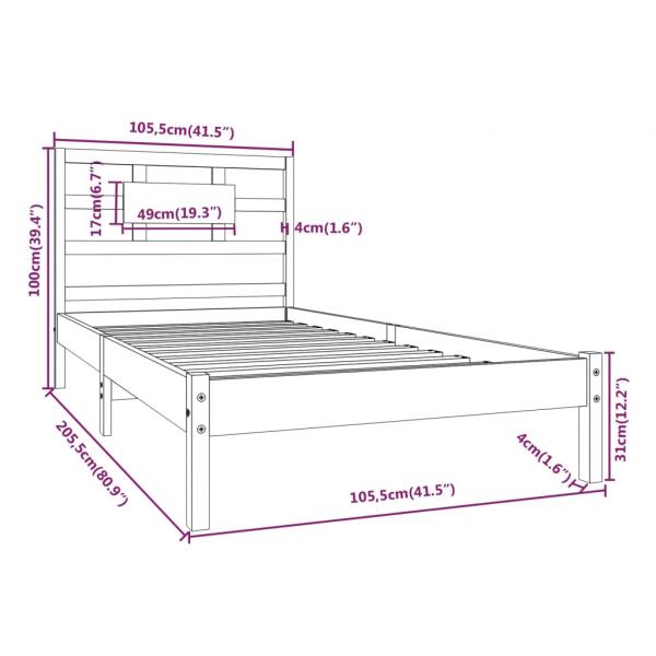 Massivholzbett Weiß 100x200 cm