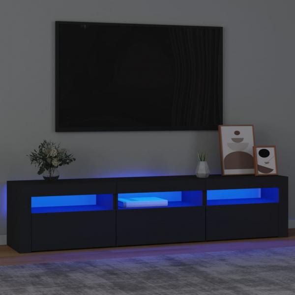 ARDEBO.de - TV-Schrank mit LED-Leuchten Schwarz 180x35x40 cm