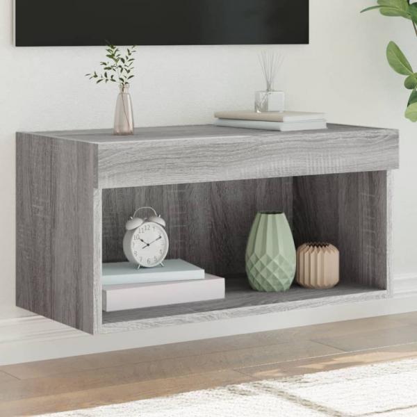 ARDEBO.de - TV-Schrank mit LED-Leuchten Grau Sonoma 60x30x30 cm