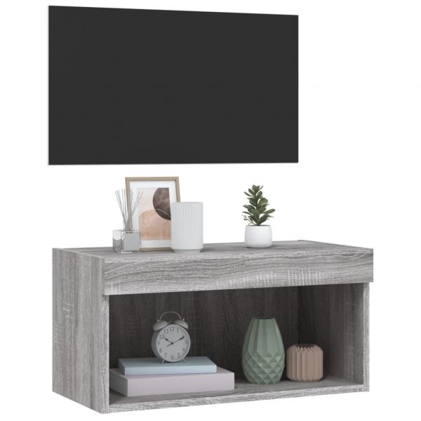 TV-Schrank mit LED-Leuchten Grau Sonoma 60x30x30 cm