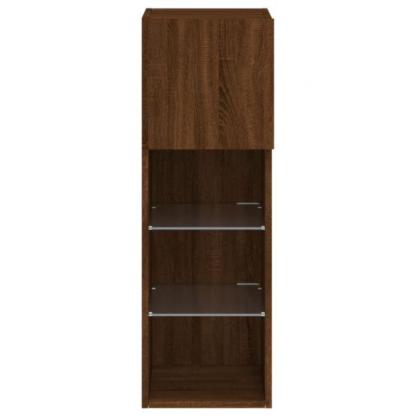 TV-Schrank mit LED-Leuchten Braun Eichen-Optik 30,5x30x90 cm