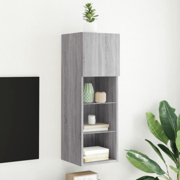 ARDEBO.de - TV-Schrank mit LED-Leuchten Grau Sonoma 30,5x30x90 cm