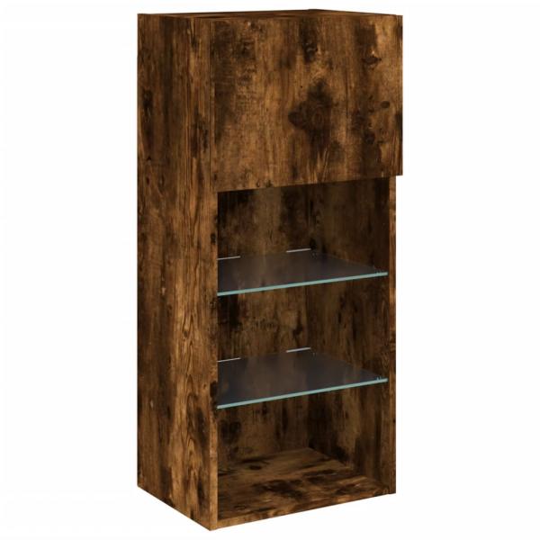 TV-Schrank mit LED-Leuchten Räuchereiche 40,5x30x90 cm