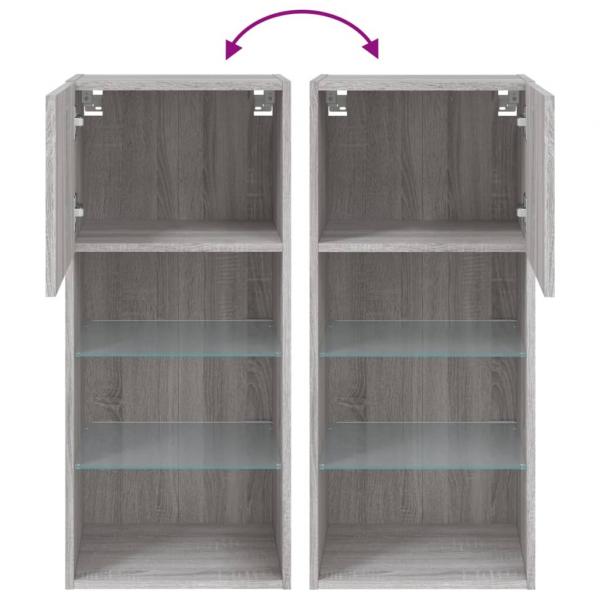 TV-Schrank mit LED-Leuchten Grau Sonoma 40,5x30x90 cm