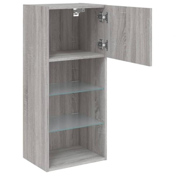 TV-Schrank mit LED-Leuchten Grau Sonoma 40,5x30x90 cm