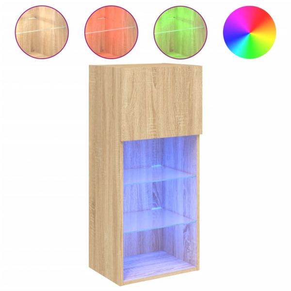 TV-Schrank mit LED-Leuchten Sonoma-Eiche 40,5x30x90 cm