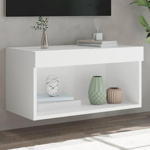 ARDEBO.de - TV-Schrank mit LED-Leuchten Weiß 60x30x30 cm