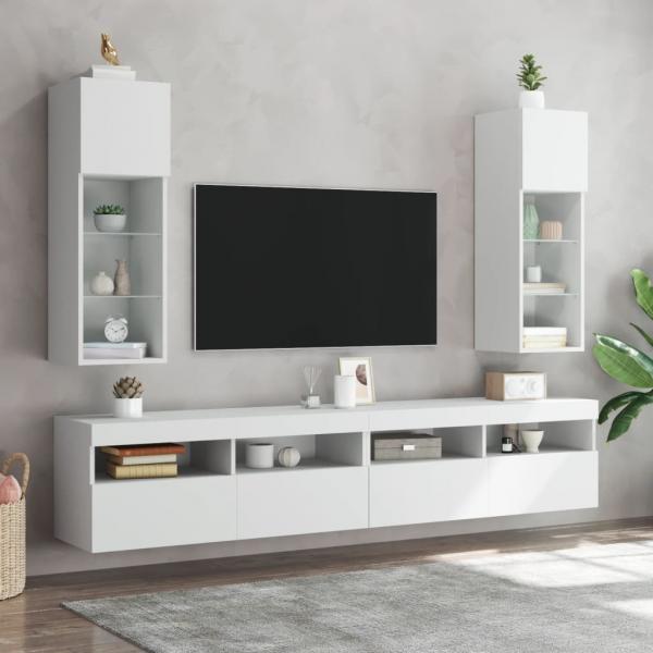 TV-Schrank mit LED-Leuchten Weiß 30,5x30x90 cm