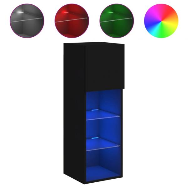 TV-Schrank mit LED-Leuchten Schwarz 30,5x30x90 cm