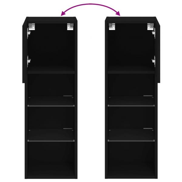 TV-Schrank mit LED-Leuchten Schwarz 30,5x30x90 cm