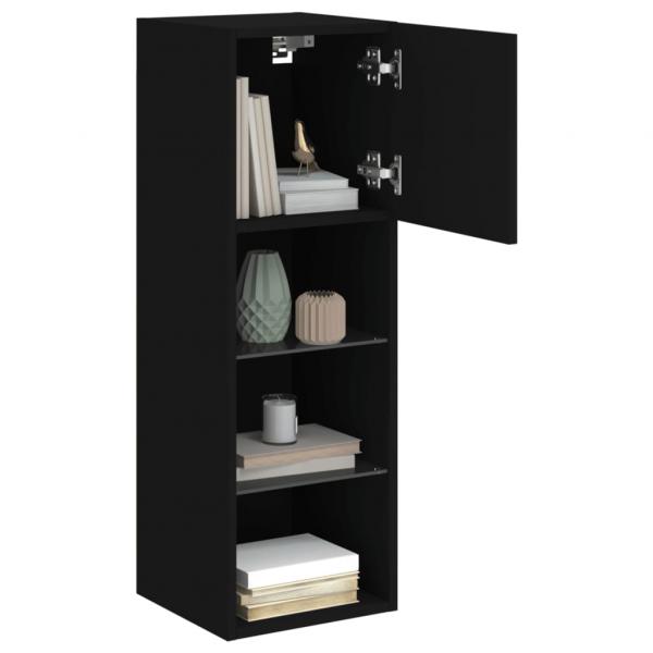 TV-Schrank mit LED-Leuchten Schwarz 30,5x30x90 cm