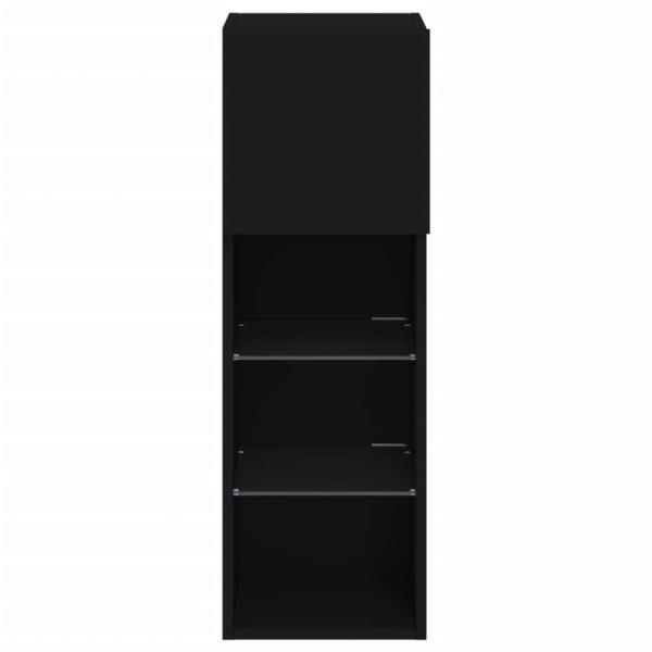 TV-Schrank mit LED-Leuchten Schwarz 30,5x30x90 cm