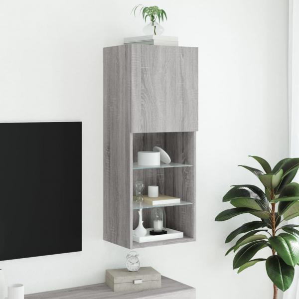 TV-Schrank mit LED-Leuchten Grau Sonoma 40,5x30x102 cm