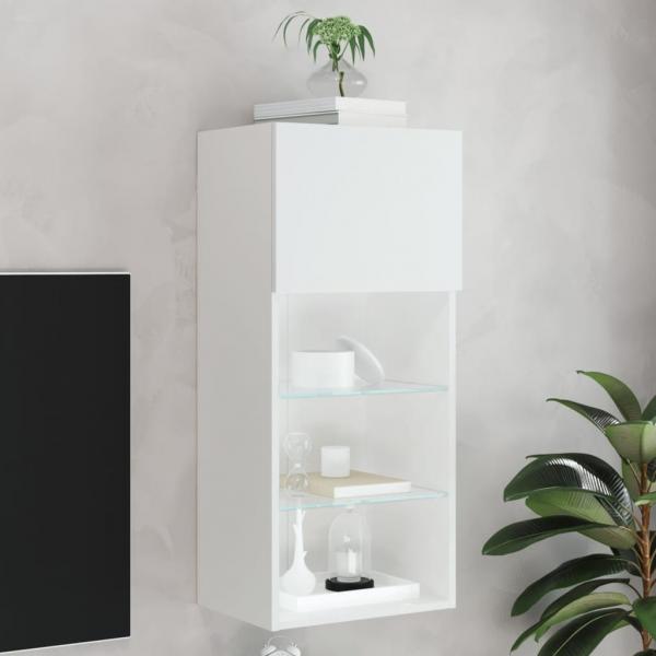 ARDEBO.de - TV-Schrank mit LED-Leuchten Weiß 40,5x30x90 cm