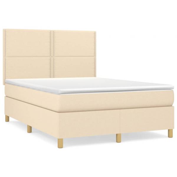 Boxspringbett mit Matratze Creme 140x200 cm Stoff